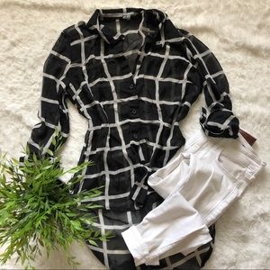 ‼️SOLD‼️ Black and White Sheer Tunic Top